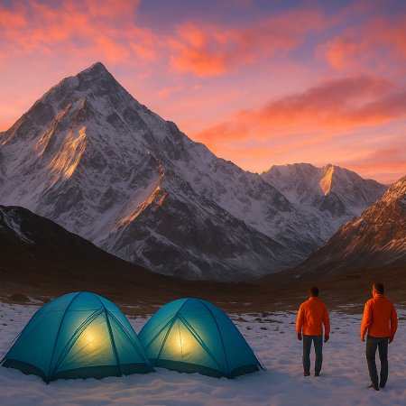 Bagini Glacier and Changabang Base Camp
